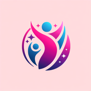 A logo for "50 Happens," [a site dedicated to Gen X women with children and grandchildren] [who embrace life's challenges with humor and resilience], [featuring a modern and uplifting design] [that embodies strength and positivity] [with an elegant and playful style] [and a harmonious blend of colors like pink, fuchsia, purple, and blue].
